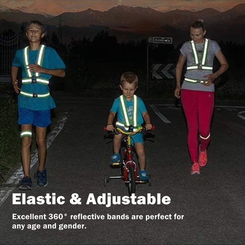 YUNLOVXEE Reflective Safety Vest Running Gear - Reflective Vest Straps, Reflective Belt, 2 Reflector Armbands, Adjustable High Visible Reflective Gear for Women Men Walking Running (Orange)