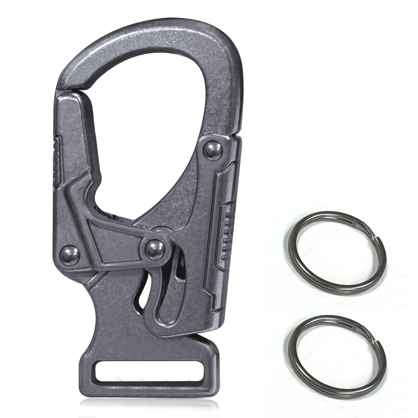 Ahiller Carabiner Clip,1.9'' Alloy Car Keychain Clip with 2 Key Ring,Outdoor Hooks,Small Key Holder for Man and Women（Gunmetal-1P）