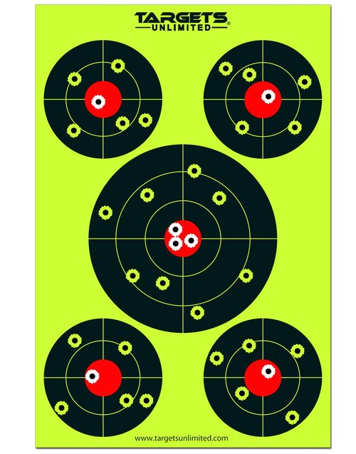 Splatter Targets - 12 x18 inch – Two Color Splatter. Instantly See Your Shots Burst Bright Fluorescent Yellow or White Upon Impact. (10 Pack)
