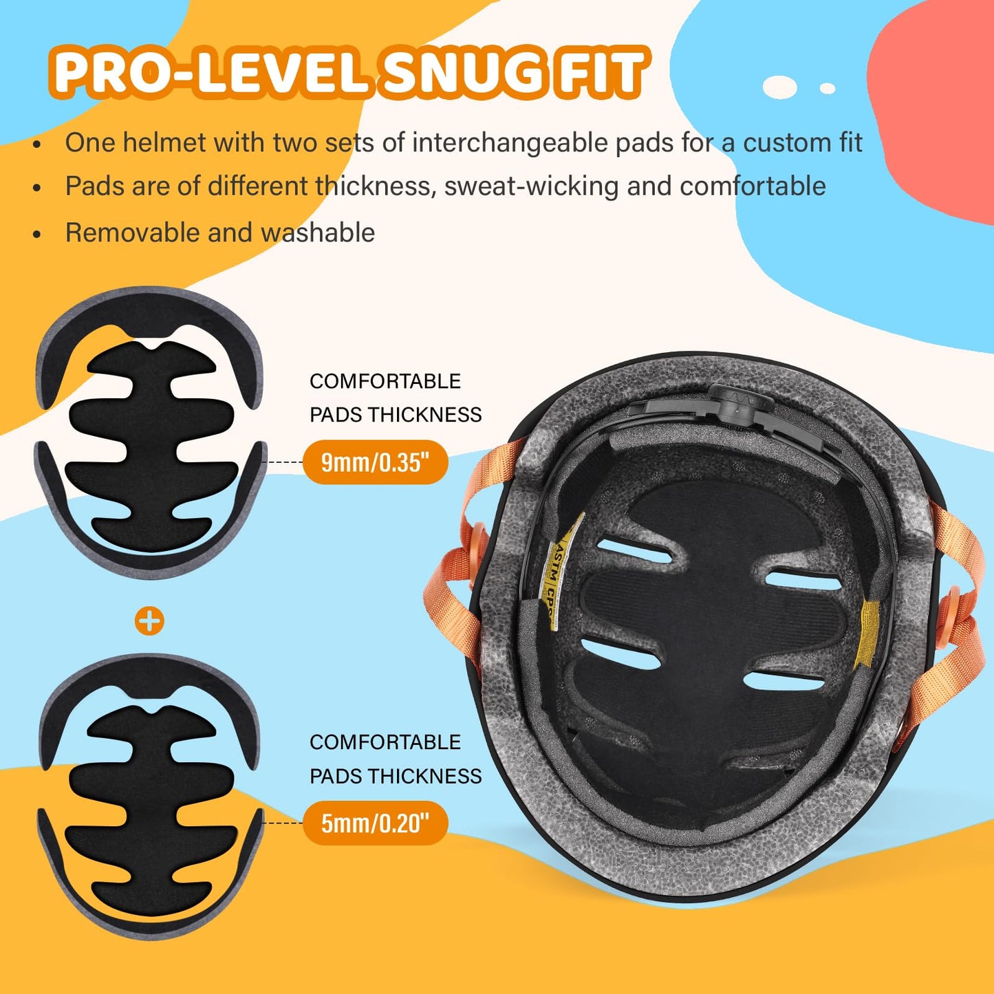 WHALEZON Kids Bike Helmet Ages 3-5-8-14, CPSC ASTM CPSIA Certified Toddler Helmet-Boys Black