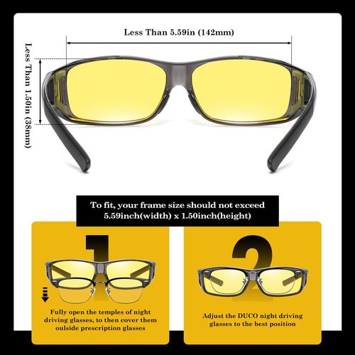 DUCO Wraparound Fitover Glasses 8953 Polarized Wear Over Night Vision Sunglasses for Men Women 8953Y-4