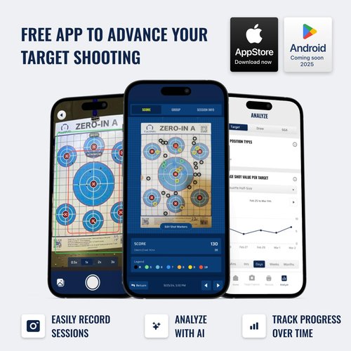 TactNib - Zero-in A Paper Targets - 12 x 18 Inches Cardstock - Designed and Made in USA - 25 Pack - PN P01Z01-025T - Free Mobile App