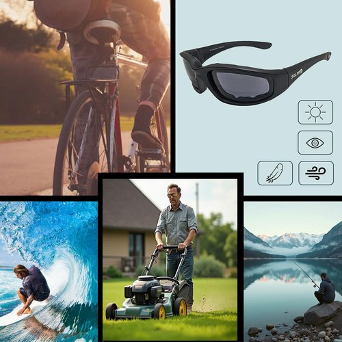 SOL PRO Motorcycle Riding Glasses, Polarized Lens 100% UVB/UVB, Super Light, For Outdoor Activity Sports
