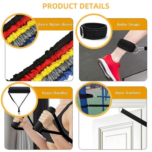 Ycendelion Resistance Bands Set, 20lbs to 40lbs Exercise Rope with Handles Fitness Workout for Full Body Workout Training Shape Figure, Yoga, Home Gym 11PCS