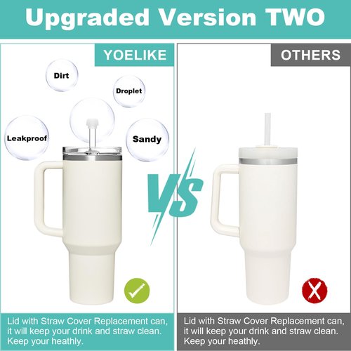Stanley 40 oz Tumbler Lid Replacement with Straw Cover, Leak Proof, Spill Proof, BPA Free