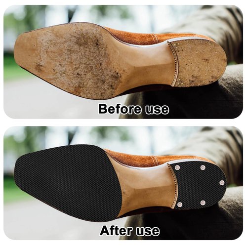 Shoe Sole Protectors 6 Pcs Self Adhesive Rubber Shoe Bottom Grip Pads 4 x 10 inch Black Noise Reduction Shoes Cushion for High-Heels Leather Shoes