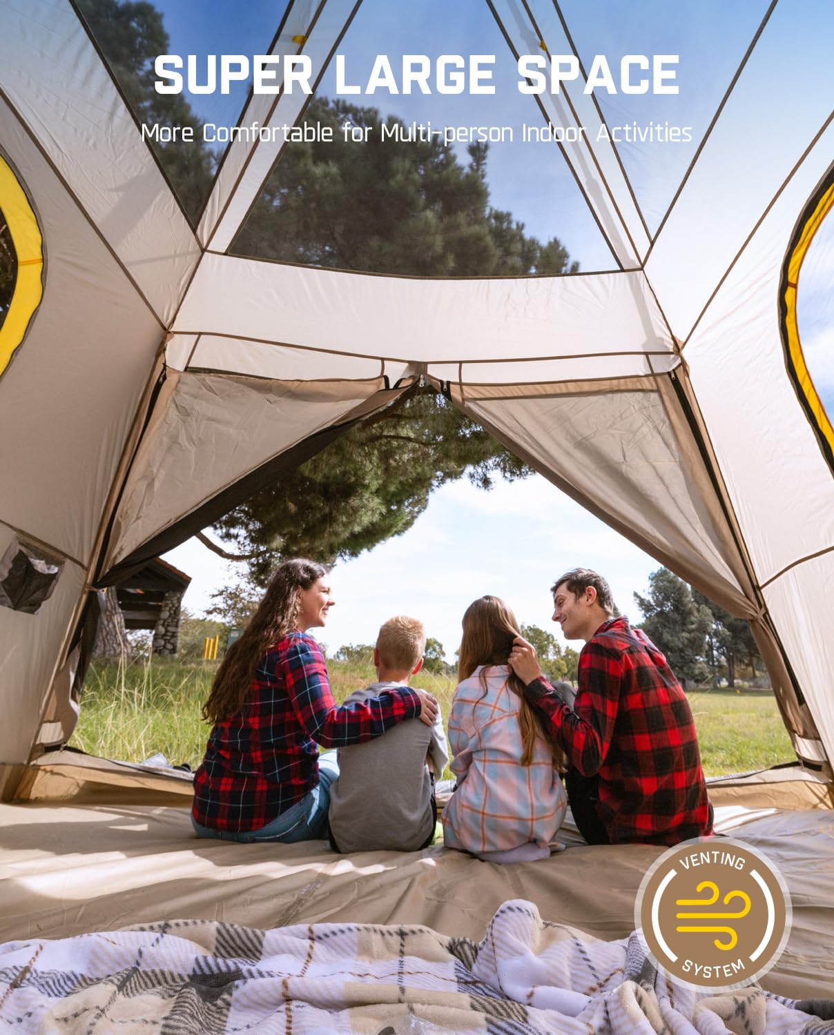 FanttikOutdoor Zeta C8 Air Camping Tent, Lightweight 8 Person Instant Cabin Tent Setup in 60s, 20% Lighter, Ultralight with Carry Bag for Family Camping & Hiking, Upgraded Ventilation