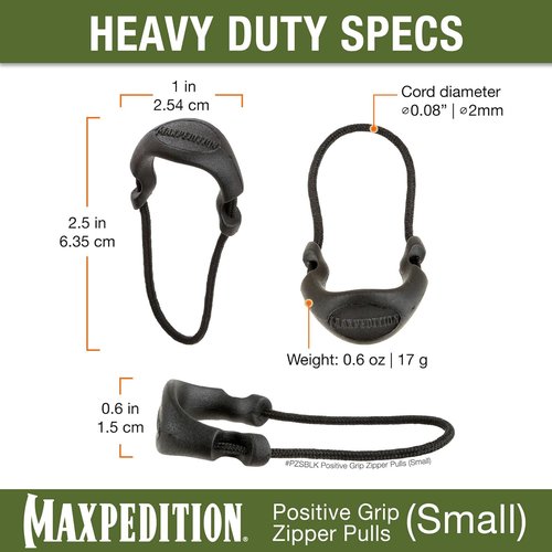 Maxpedition Small Zipper Pulls (6 Pack), Black