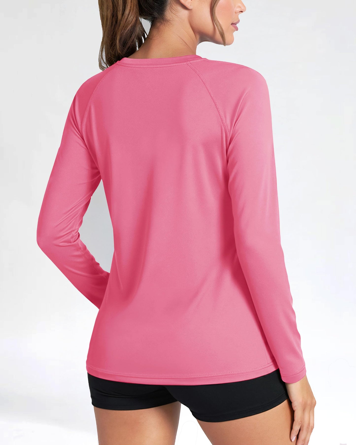 Boladeci Sun Shirts for Womens Rash Guard Long Sleeve Swim Shirts Woman UPF 50+ UV Protection Workout Top Rose Red L