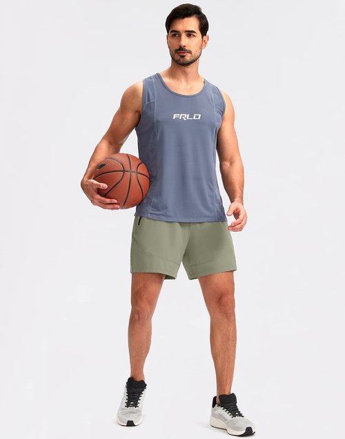 Pudolla Men's Running Shorts 5" Lightweight Gym Shorts for Men Workout Athletic Casual with Zipper Pockets(Grey Sage Medium)