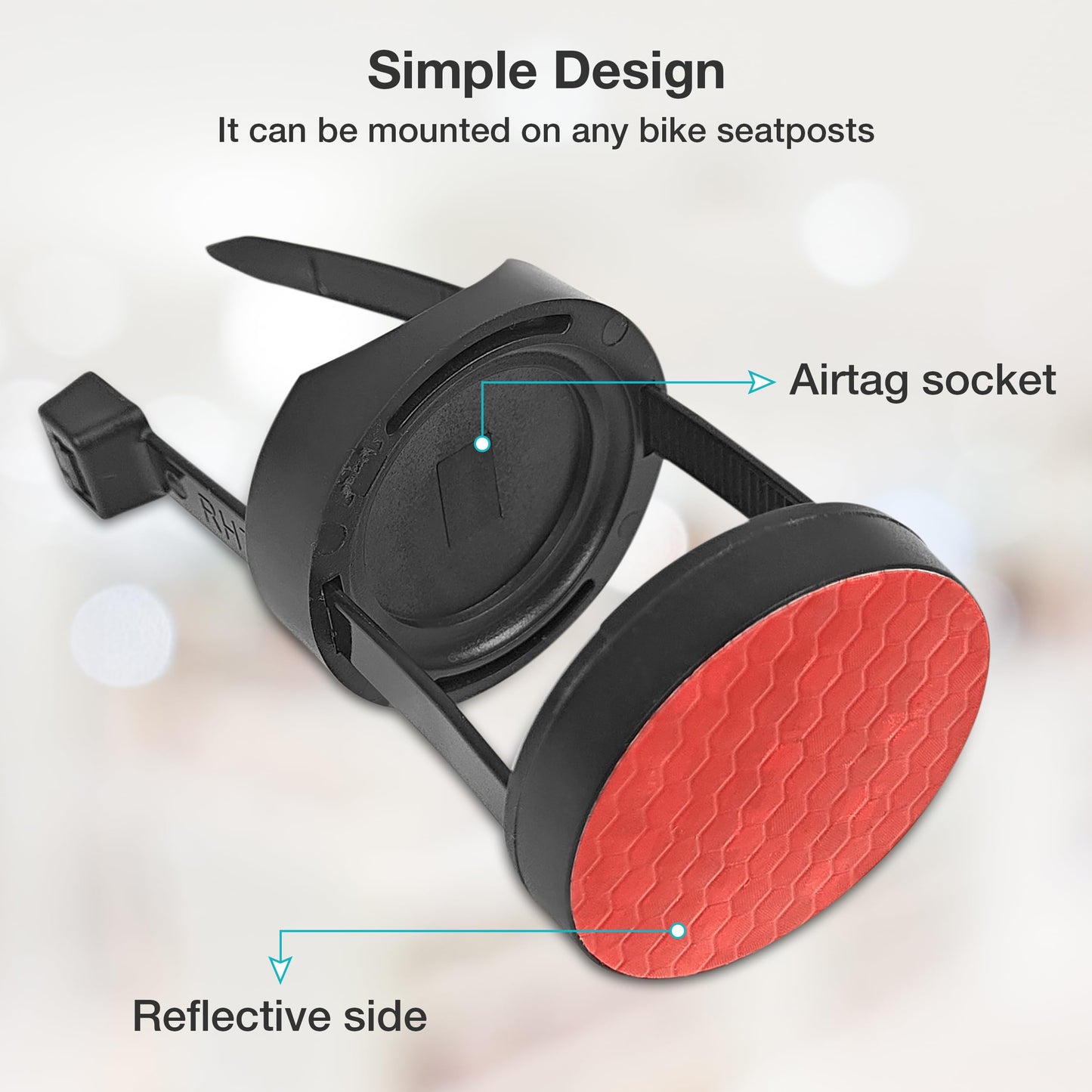 Premium Bike Reflector Airtag Holder - Anti-Theft Safety Solution for Your Bicycle - Enhance Visibility and Track Your Bike - Ensure Peace of Mind.