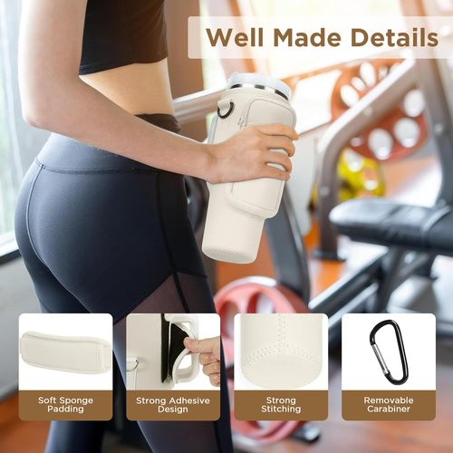 Water Bottle Carrier Bag with Phone Pocket for Stanley Cup Tumbler 40 oz & Simple Modern Tumbler - Water Bottle Holder with Adjustable Strap, Neoprene Pouch, Carabiner - for Stanley Cup Accessories