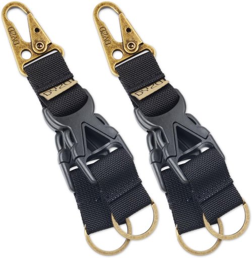 DYZD Tactical Gear Keychain Clip 100% Nylon Belt Key Chain Tactical Key Holder Quick Release Buckle Key Ring (2PCS)