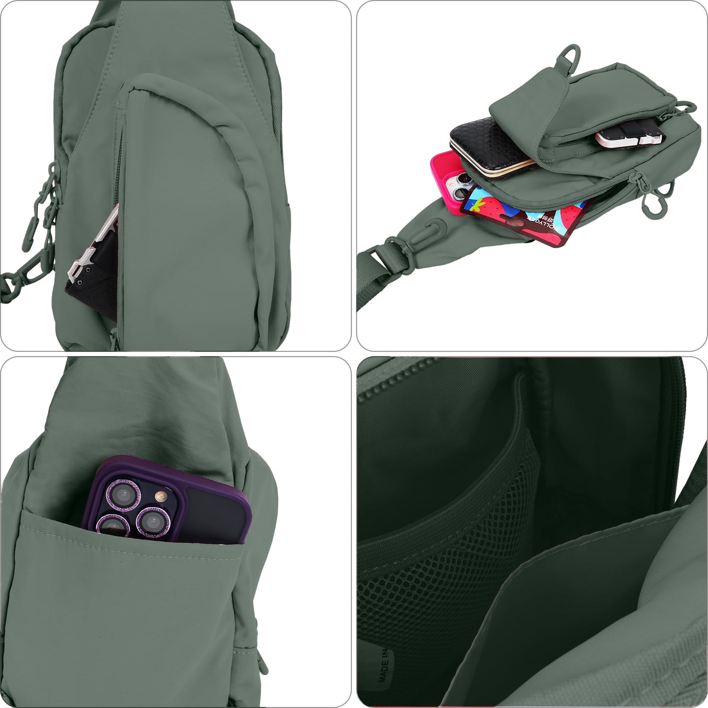 FREE ROCK Small Crossbody Bag For Women Mini Nylon Sling Bag Cross Body Bag Chest Bag For Outdoors Hiking Traveling (Green)