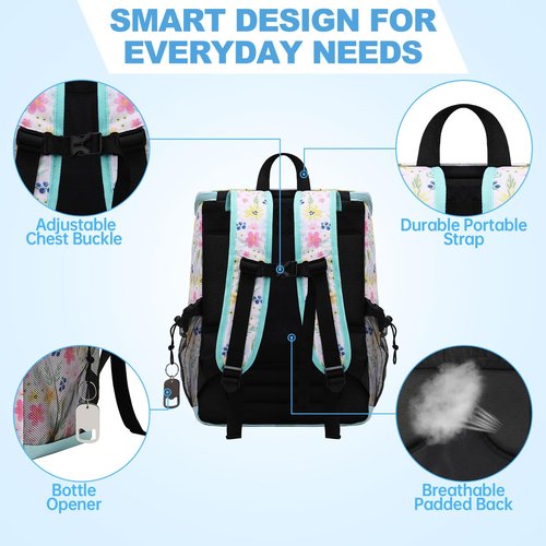 DYSHAYEN Cooler Backpack,Lightweight Backpack Cooler Insulated Leak Proof,30 Cans Soft Cooler Bag for Beach,Camping,Beach,Picnic,Lunch（Flower）