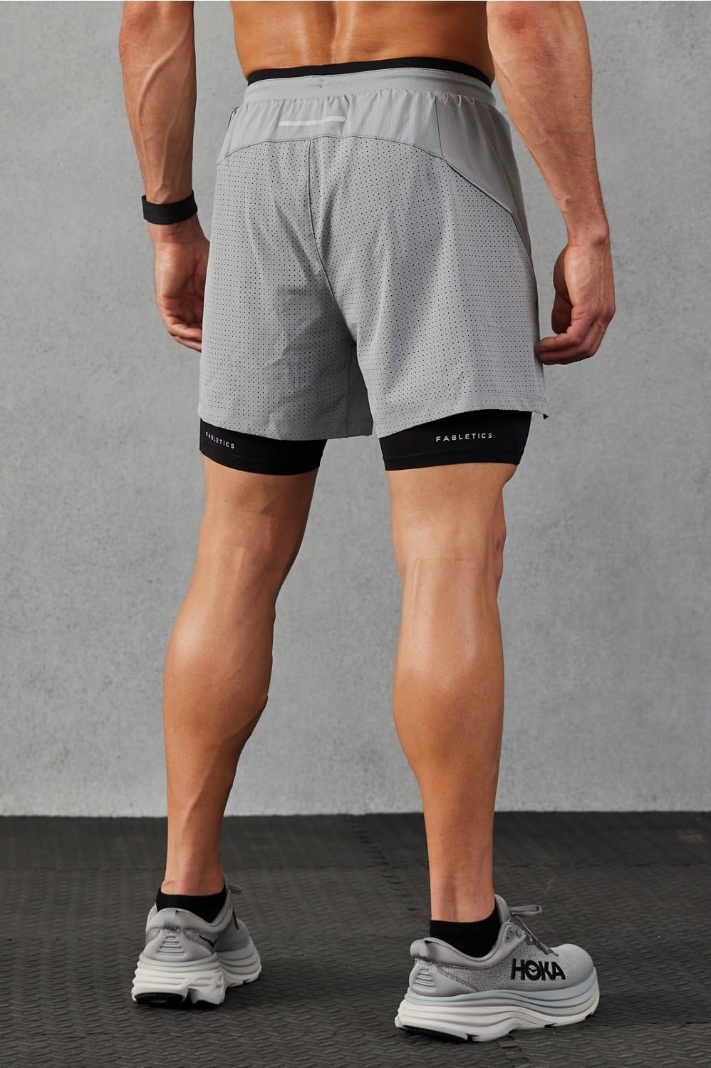 Fabletics Men's The Kadence Short (Lined), Performance Running, Jogging, Training, Ultra Lightweight, 5" Inseam, 4X, Shadow Grey