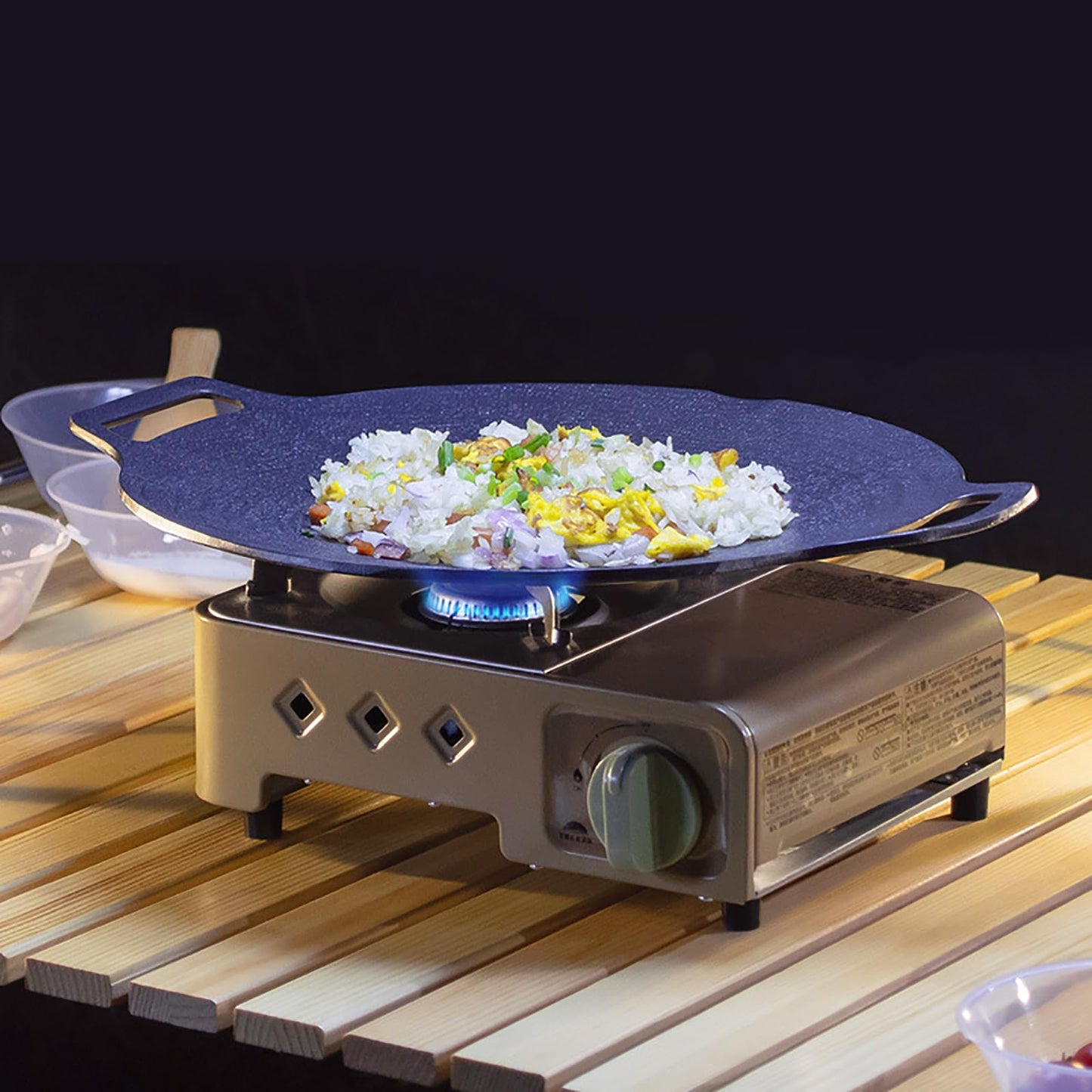 AIROKA Mini Cassette Stove, Portable Magnetic Butane Stove 2.1KW - Compact Camping Cooktop with Piezo Ignition & Multi-Stage Flame Control