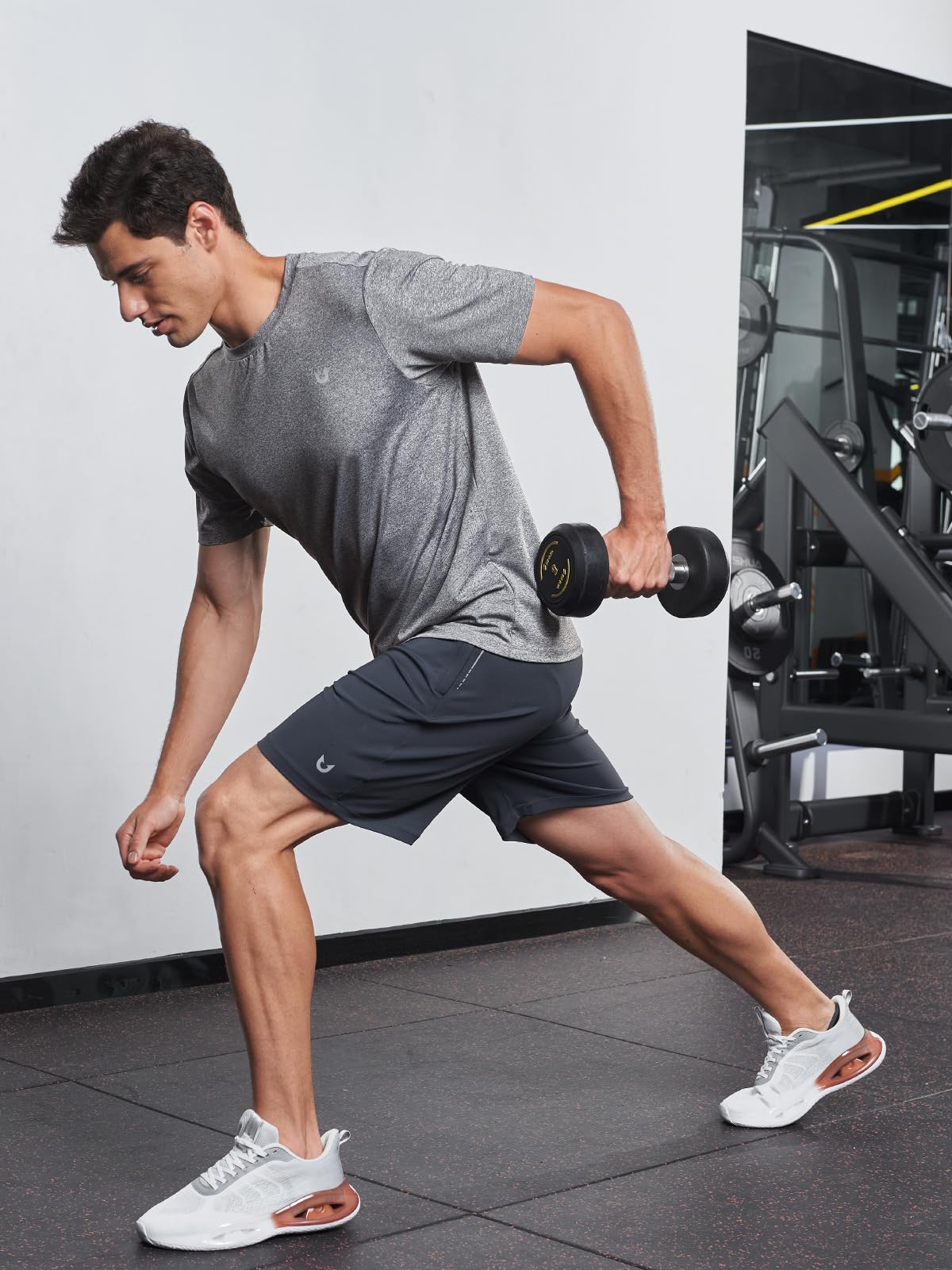 NORTHYARD Men's Workout Athletic Shirts Gym Running T-Shirts Tennis Quick Dry Short Sleeve Shirt Active Lightweight Sports Smoke-L