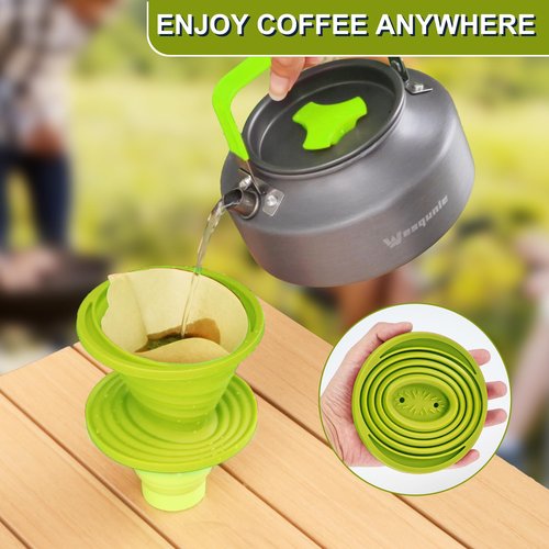 Wesqunie 20Pcs Camping Pots and Pans Set for Outdoor Cooking - Backpacking Camp Cookware Mess Kit, Camp Kitchen Utensil Set with Coffee Kettle Pot, Camping Gear Must Haves for Hiking, Picnic, Glamping