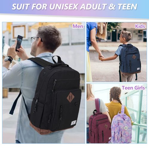 VX VONXURY Backpack for Men Women,Lightweight Bookbag with Mulitiple Pockets,Classical Water Resistant Travel Backpack