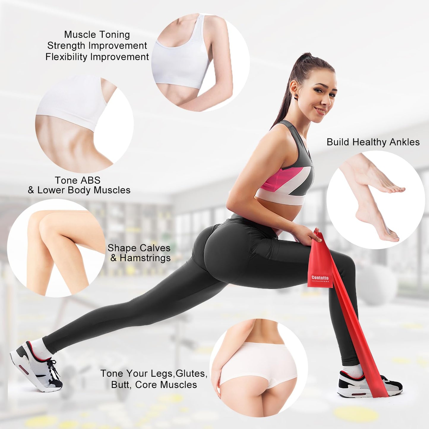 Exercise Bands Resistance Bands for Working Out, Workout Bands with Different Strengths, Elastic Band for Exercise, Physical Therapy Equipment, for Yoga, Strength Training, Pilates, Stretching