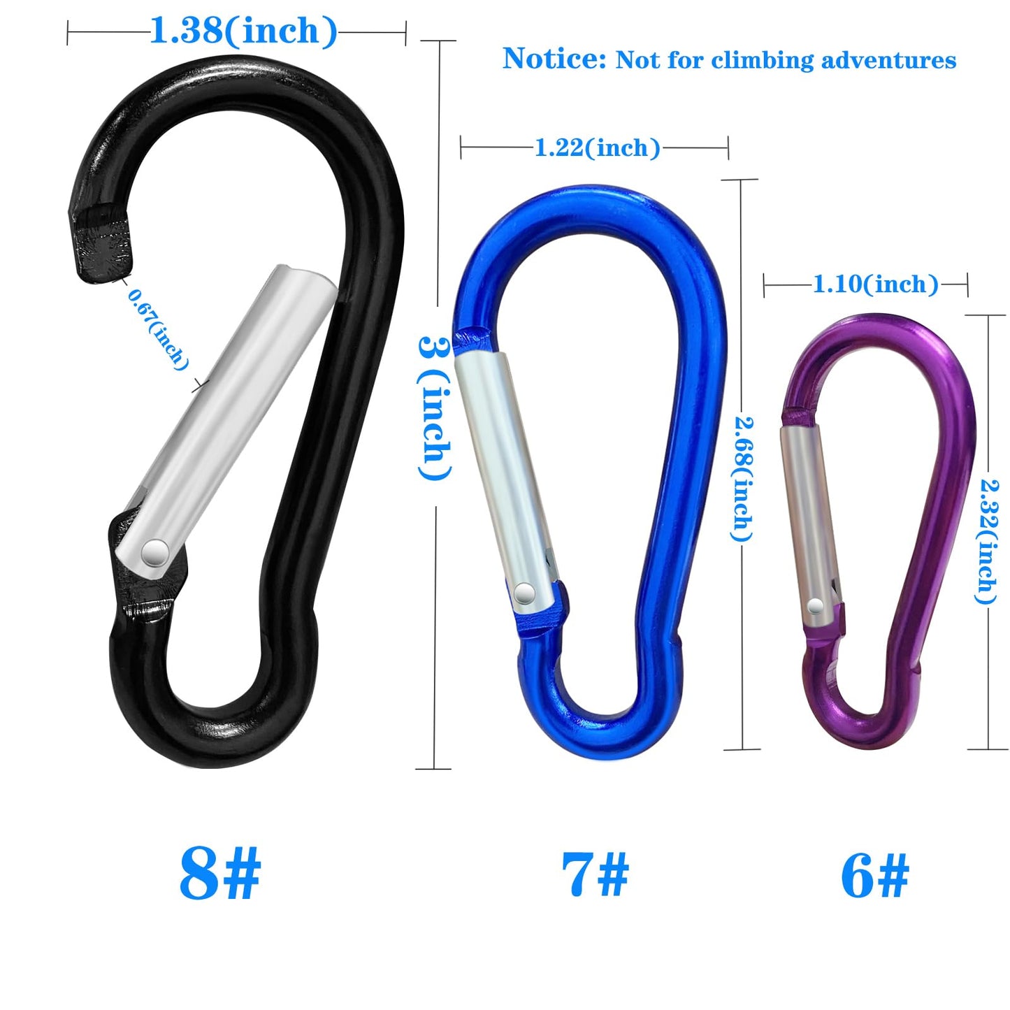6PCS Carabiners, LDJZON Aluminum Carabiner Clip Spring Snap Hook with 6PCS Keyrings Keychain Hook for Keys, Backbag, Camping Lamp,Water Bottle (Red/Orange/Dark Blue/Purple/Green/Black, 2.32 inch)