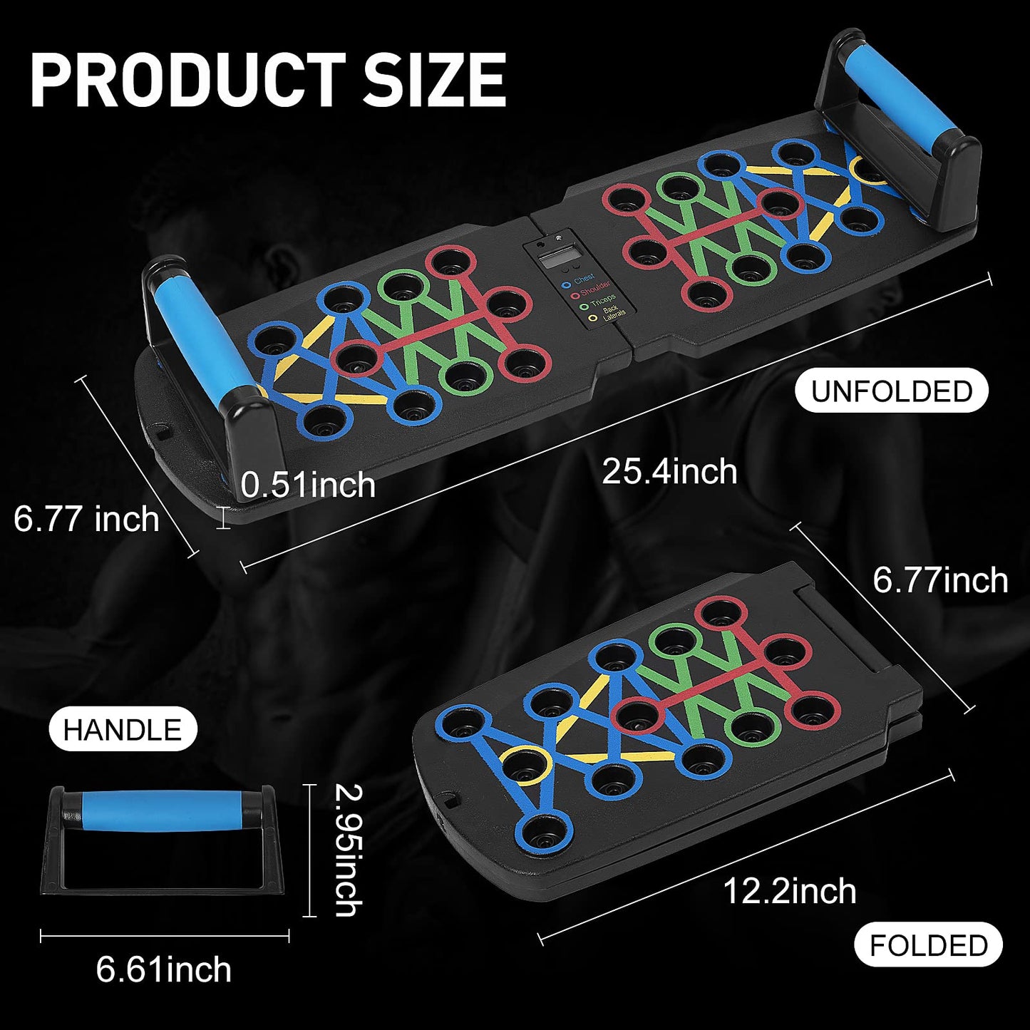 Fueti Home Gym Equipment, with Automatic Count Push Up Board, 30 in 1 Home Workout Set with Foldable Push Up Bar, Resistance Band, Jump Rope, Drawstring Bag, Back, Abdominal Workout