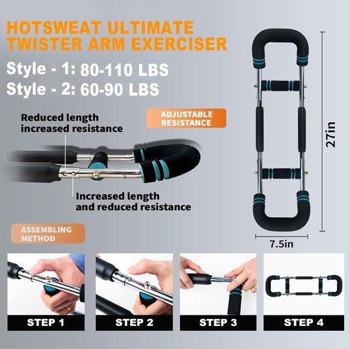 HOTSWEAT Twister Arm Exerciser Chest Workout,Portable Power Twister Bar,Muscular Strength Enhancer,Thigh Master Trainer Men,at Home Fitness Equipment