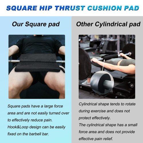 Lights Mountain Square Hip-Thrust Pad Protective Extra Thick Foam pad for Barbell Weightlifting Hip Thrusts and Glute Bridges Workouts Home Gym Equipment