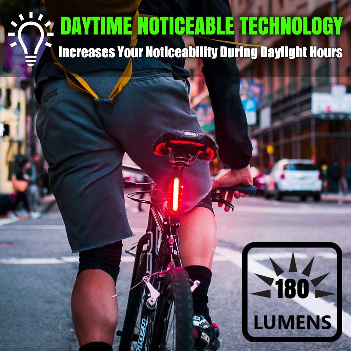 USB Rechargeable BLITZU Cyborg 168H Bike Headlight & 168T Tail Light Set - LED Bicycle Lights for Night Riding Safety