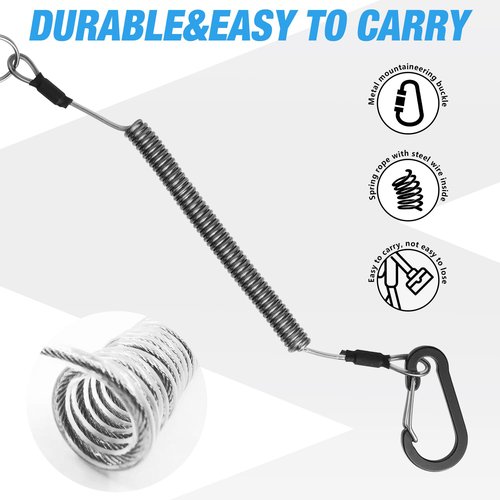 FLISSA 5" Mini Fish Gripper, 22 Pound Fish Lip Grip Tool with Carabiner and Spring Anti-Lost Rope, Durable Stainless Steel Fish Grabber Gripper, Corrosion Resistant & Portable