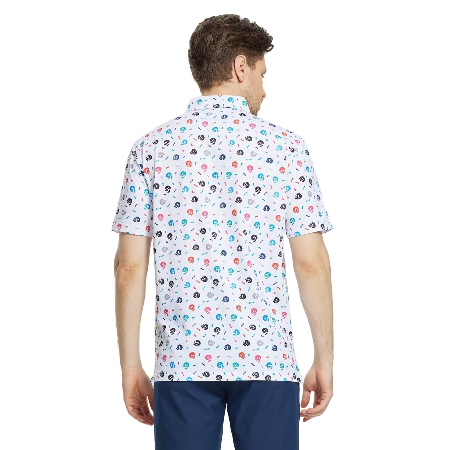 M MAELREG Mens Golf Shirt Short Sleeve Dry Fit Print Moisture Wicking Performance Patterns Collared Polo Shirt