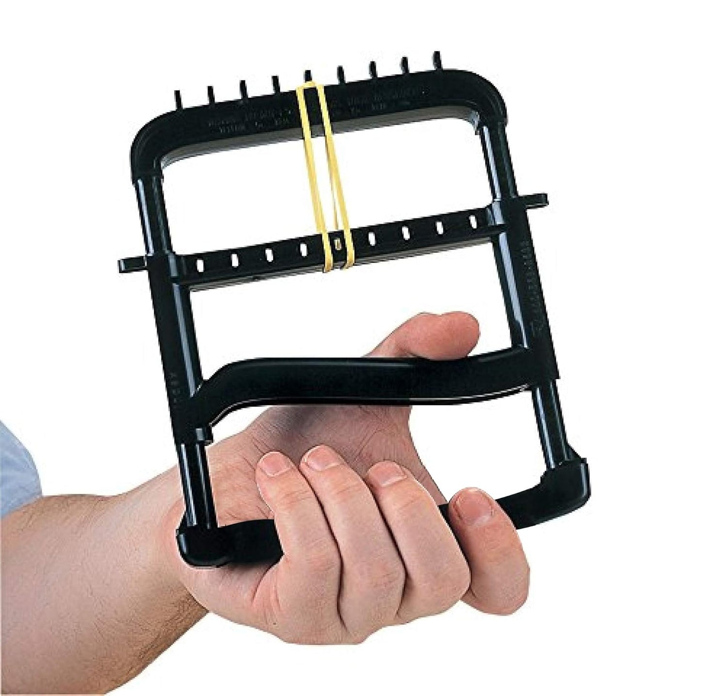 Rolyan Basic Ergonomic Hand Exerciser, Strengthening Device for Fingers, Hands, and Thumbs, Comes with 4 Pairs of Graded Rubber Bands with Progressive Difficulty, Black