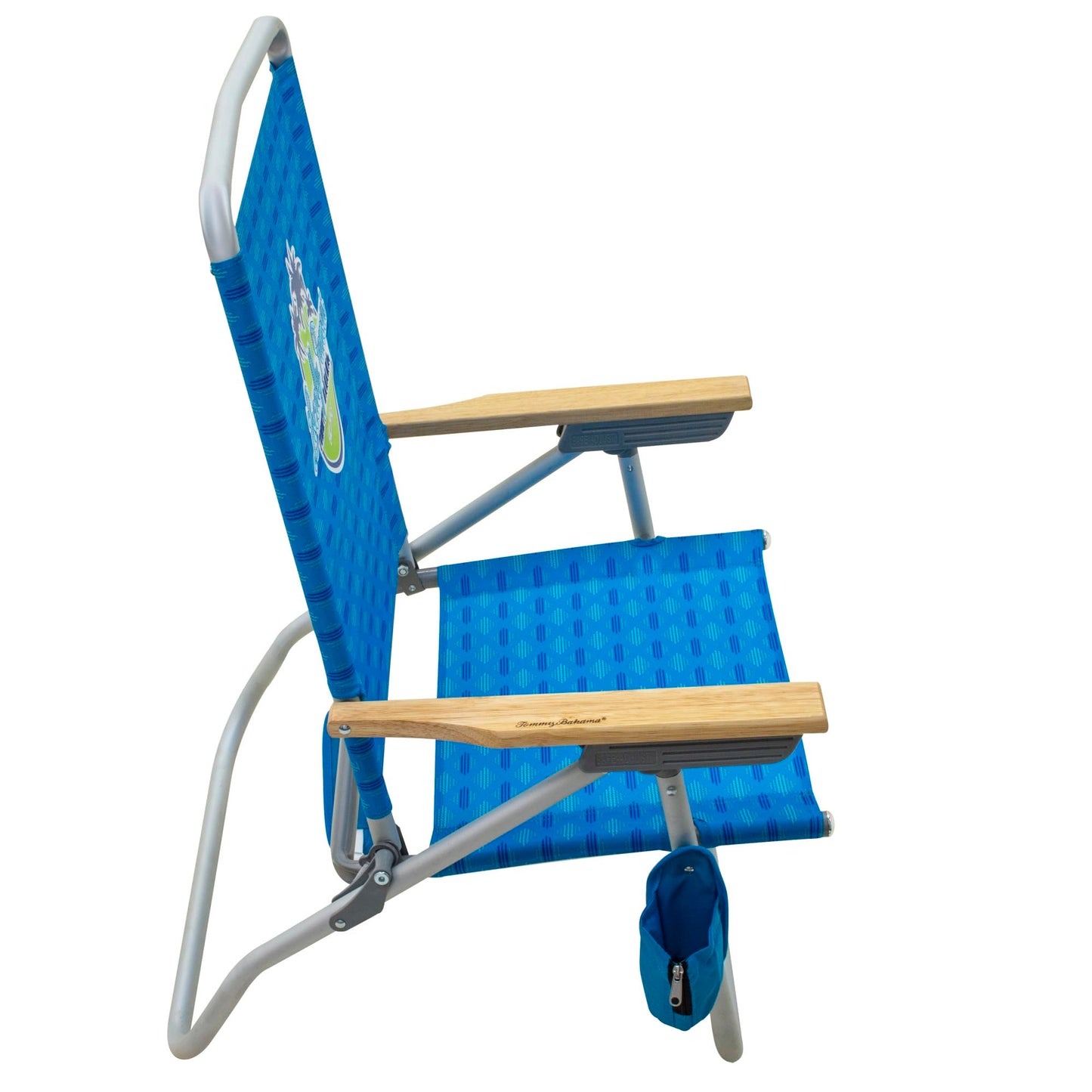Tommy Bahama 2-Pack of 4-Position Extended 12.8" Seat Height Easy in-Easy Out Folding Beach Chair, Light Blue