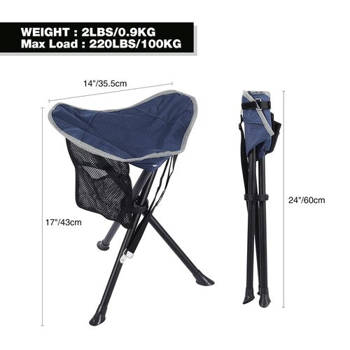 REDCAMP 2 Pack Folding Camping Stools for Adults Heavy Duty, Lightweight Portable Tripod Chairs Seats for Fishing Hunting Backpacking Traveling, Blue