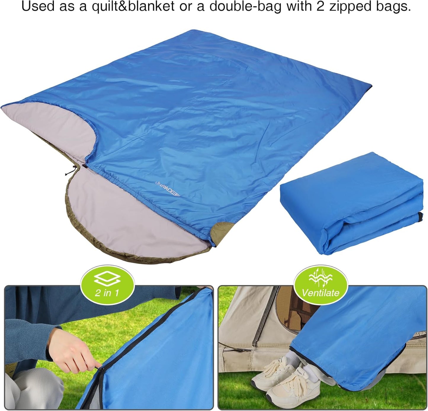 REDCAMP Ultra Lightweight Sleeping Bag for Backpacking, Hiking, Comfort for Adults Warm Weather, with Compression Sack