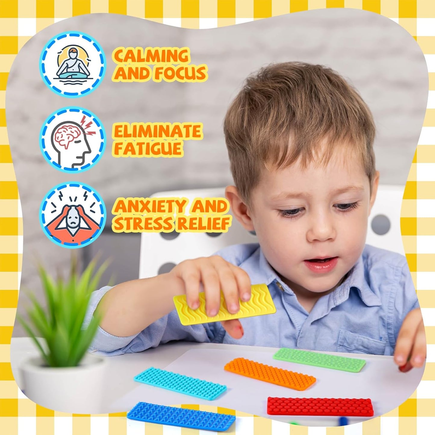 48 Pcs Sensory Silicone Strip Anxiety Stickers Rubber Mental Health Stickers Fidget Textured Strips Toys Bulks Rough Calm Items Adhesives Anxiety Relief for Adults Desk Travel