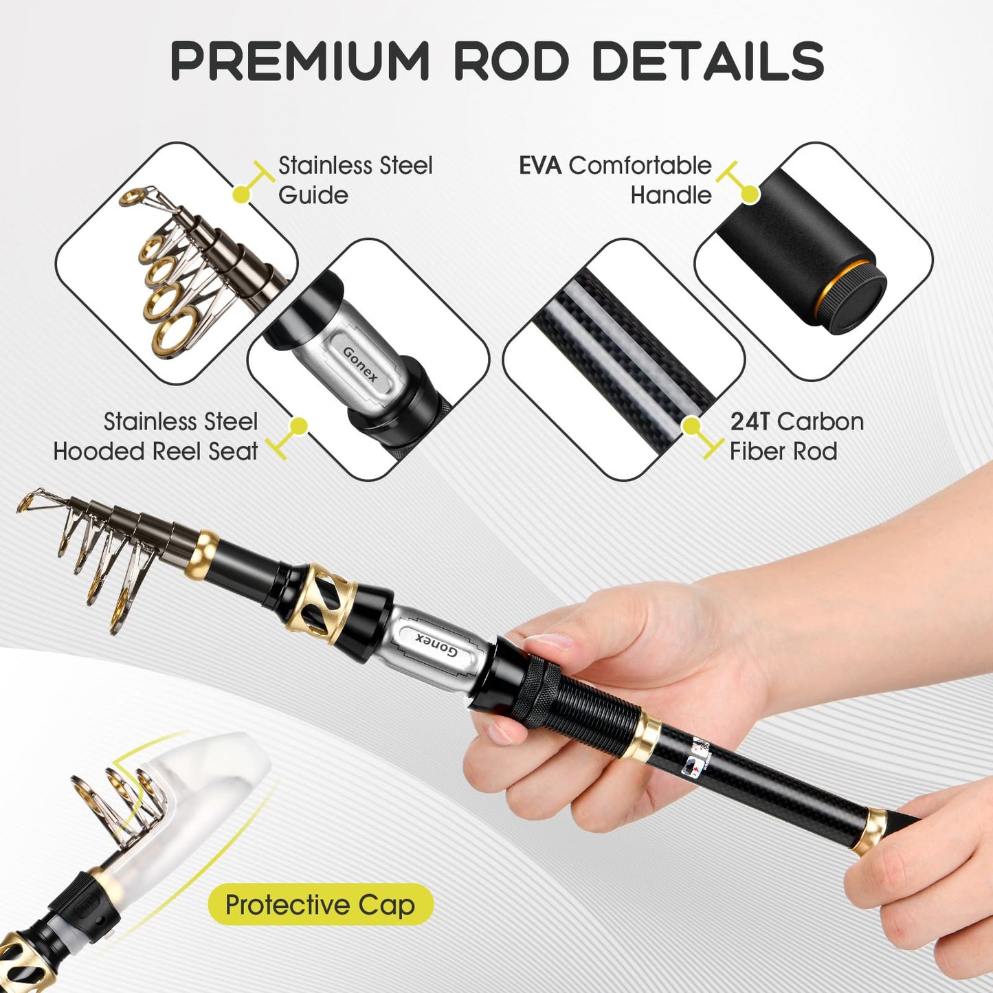 Fishing Rod and Reel Combo Telescopic Pole Set with Fishing Line, Fishing Lures Kit and Carrier Bag for Sea Saltwater Freshwater (A-Full Kit with Carrier Bag, 2.1M-6.89FT)