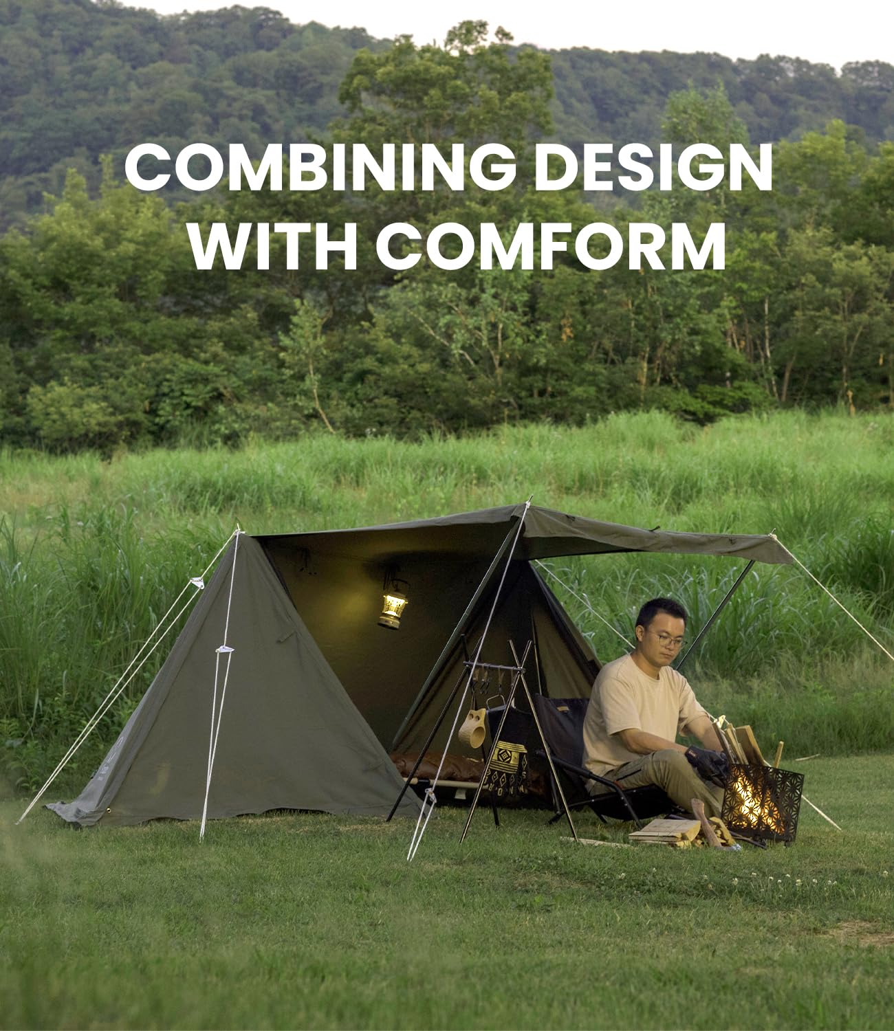 S'more Kleine Base Camping Tent, 4 Season Luxury Outdoor Camping and Glamping Tent for 2 Adults, Breathable Waterproof Cloth with Screen Inner Tent(Extra) and Carry Bag (Green)