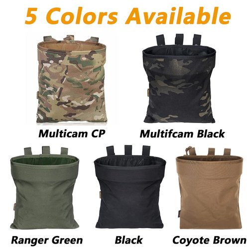 Tactical Bag for Foraging Airsoft Lightweight Molle Roll up Dump Pouch 500D Nylon Collection Pouch Mag Accessory Bag for Paintball Softair Hiking (BK)