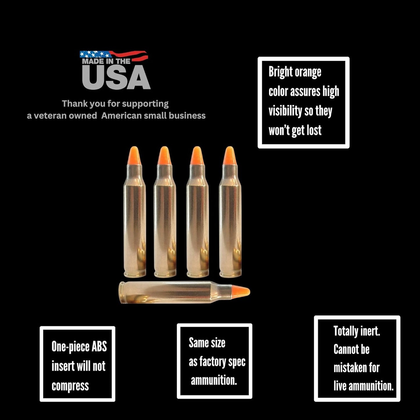 ST Action Pro .223 Cal (5.56mm)– Orange Safety Trainer Dummy Rounds, Reusable Dry Fire Training Ammunition (5-Pack) for Gun Owners