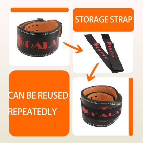 Leather Weight Lifting Belt, Men Belt for Gym Weight Belt Lumbar Back Support Powerlifting Weightlifting Heavy Duty Workout Training Strength Training Fitness (Black-L)