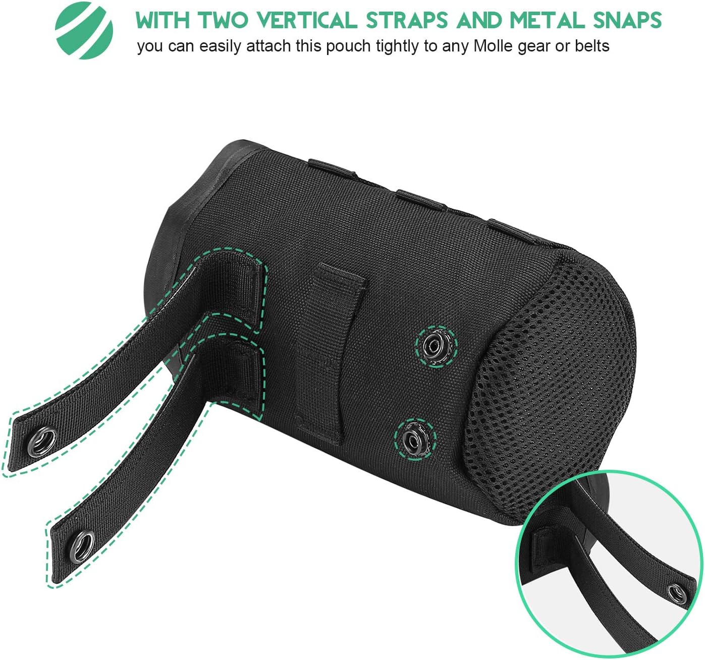 ProCase Tactical Molle Water Bottle Pouch, Military Bottle Holder with Top Drawstring & Mesh Bottom, Portable Water Container Pouch Bag Hydration Carrier for Camping Hiking Hunting Traveling –Black
