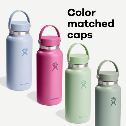 Hydro Flask Water Bottle - Insulated Stainless Steel - Wide Mouth Flex Lid, Non Spill, Leakproof and Refillable in 32 Oz Reef Pink