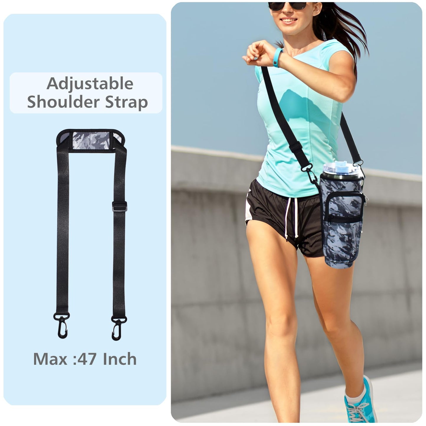 for Stanley 40 Oz Tumbler Water Bottle Carrier Bag Pouch,Stanley Cup Holder Accessories with 2 Pockets Adjustable Shoulder Strap,Sleeve Accessories for Sports Hiking Travelling Camping