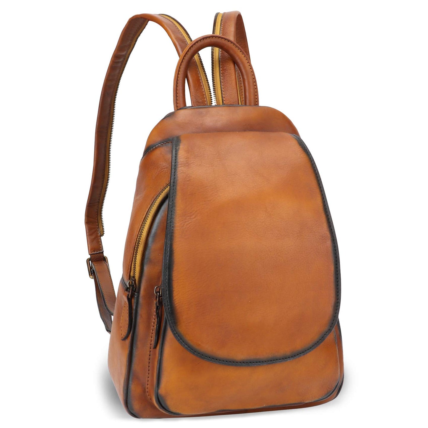 Genuine Leather Backpack for Women Retro Rucksack Casual College Bag Handmade Cowhide Western Daypack (Brown)