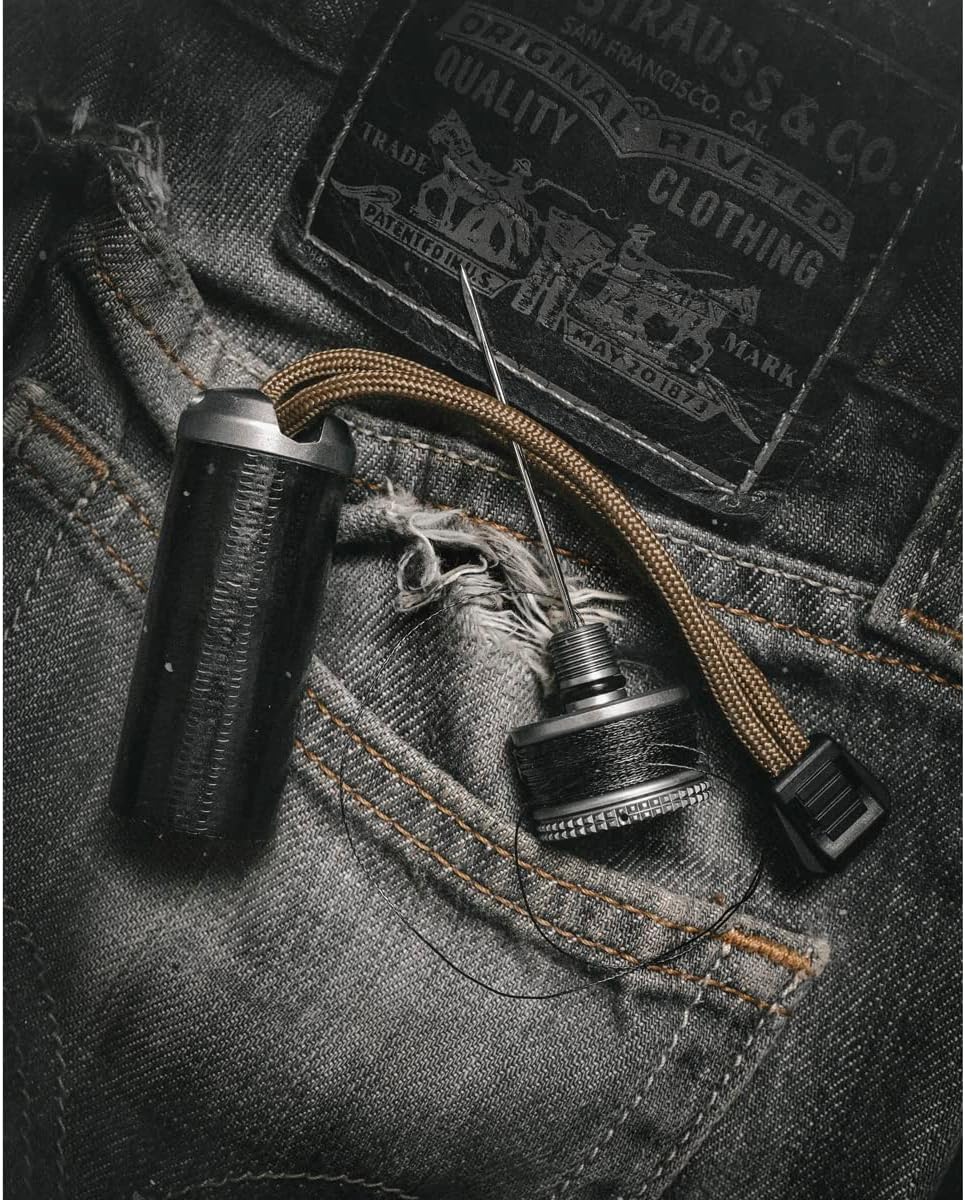 Exotac ripSPOOL Lightweight Bushcraft and Survival Complete Field Repair Kit and FireCord Lanyard for First Aid, Fire-Starting, Tool Creation, Fishing, and Navigation Tasks, Made in The USA