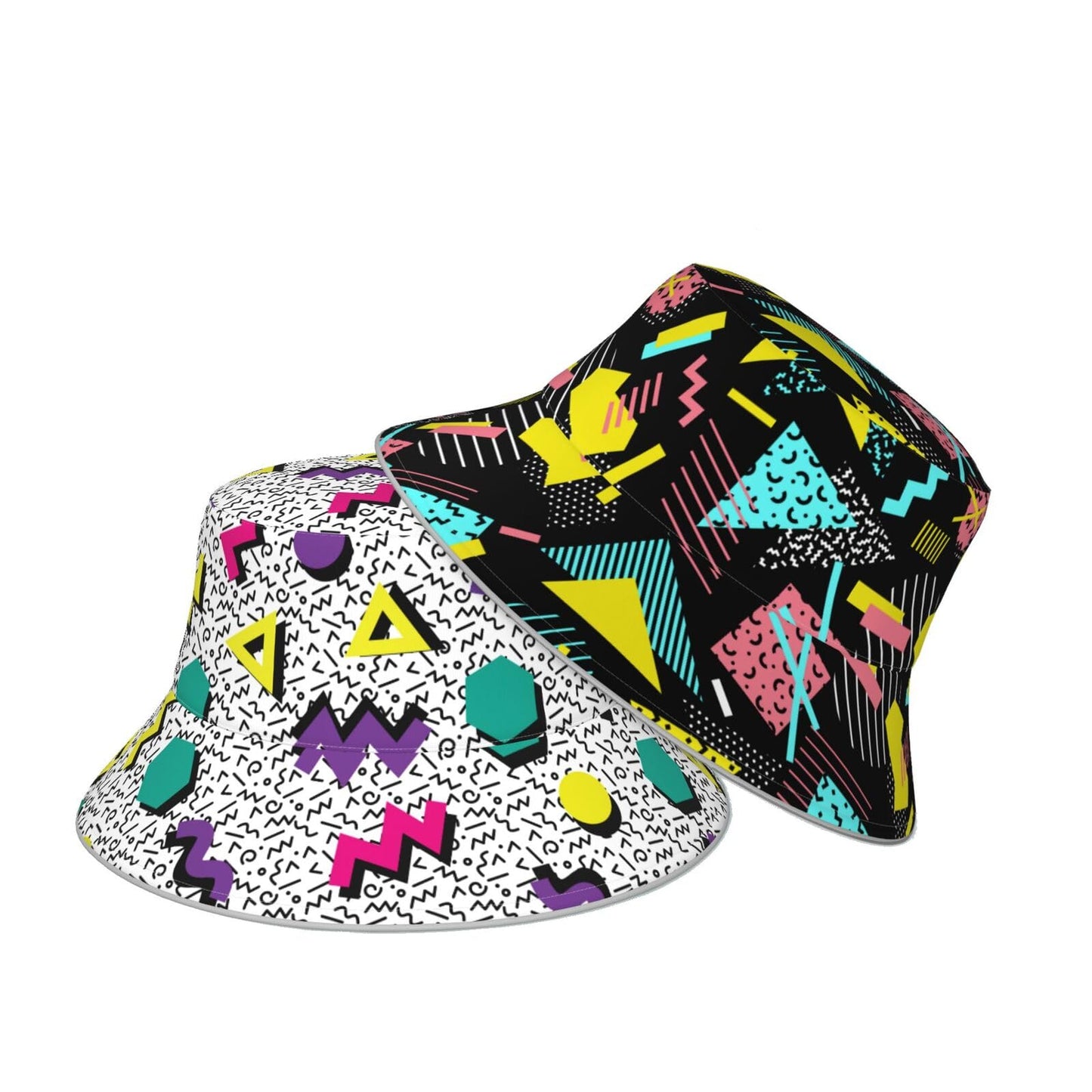 80s 90s Funny Colorful Bucket Hat Beach Summer Sun Hat Reversible Fisherman Hats Double Sided Wearing for Women Men Boys Girls