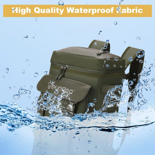 YOUNGOA Waterproof Insulated Cooler Backpack for Men, Leak Proof Insulated Backpack Cooler for Beach, Camping, Outdoor, 30L, Green