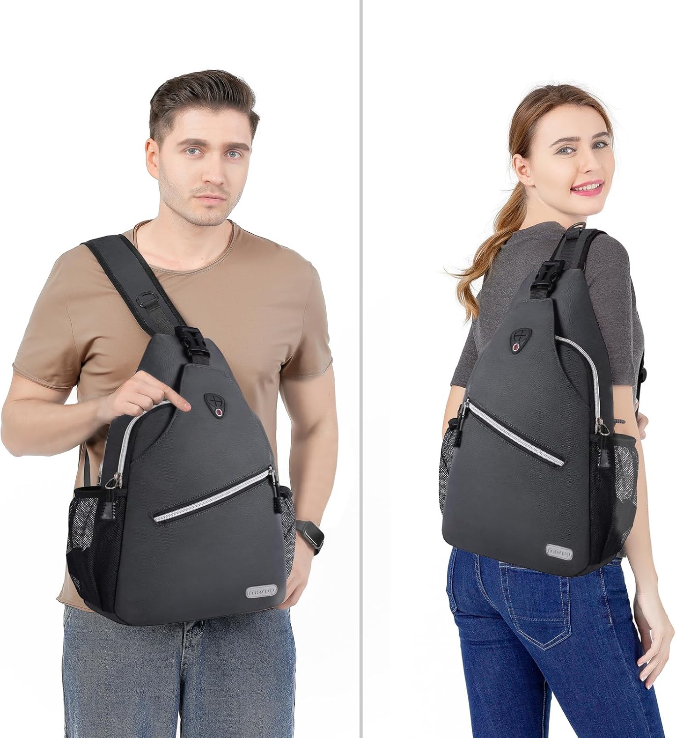 MOSISO Rope Sling Backpack (Up to 13 inch), Multipurpose Crossbody Chest One Shoulder Outdoor Travel Hiking Daypack, Black